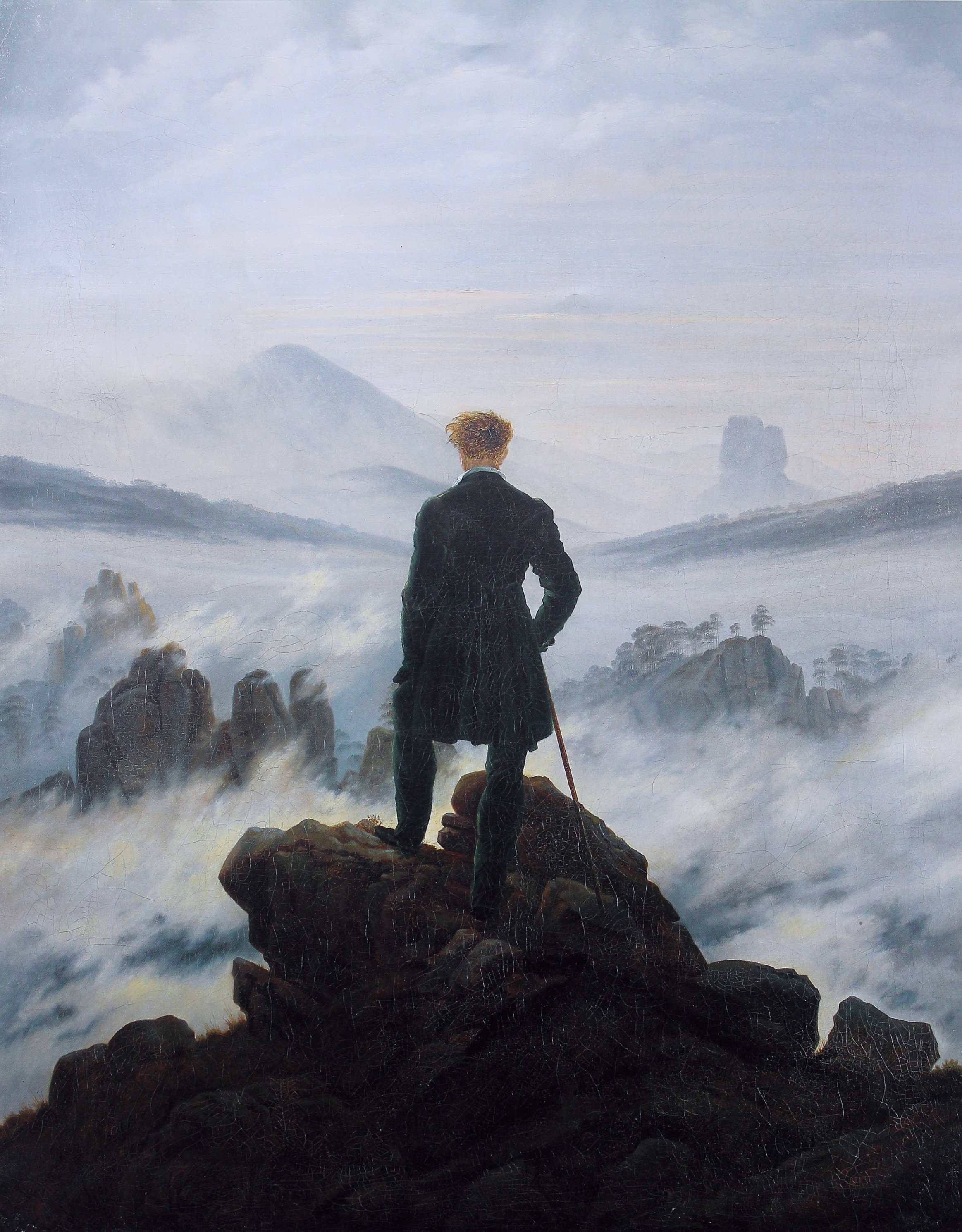 Quadro Caminhante sobre mar de névoa de Caspar David Friedrich