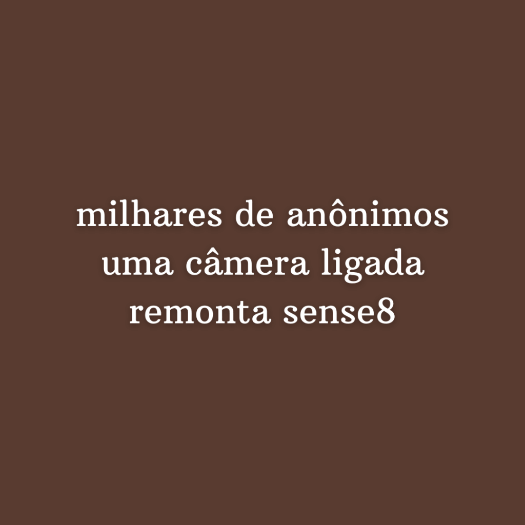 milhares de anônimos; uma câmera ligada; remota sense8